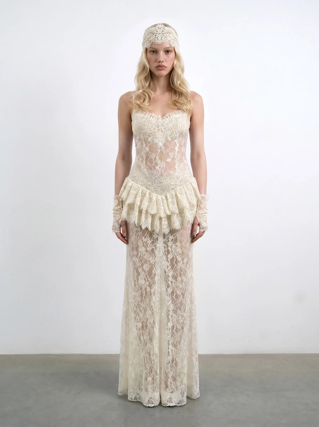 Andrea maxi, ivory lace maxi dress
