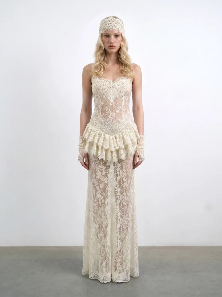Andrea maxi, ivory lace maxi dress