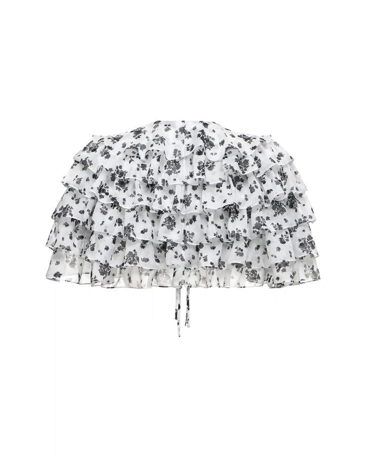 Muza, crop top made of ivory chiffon with floral print