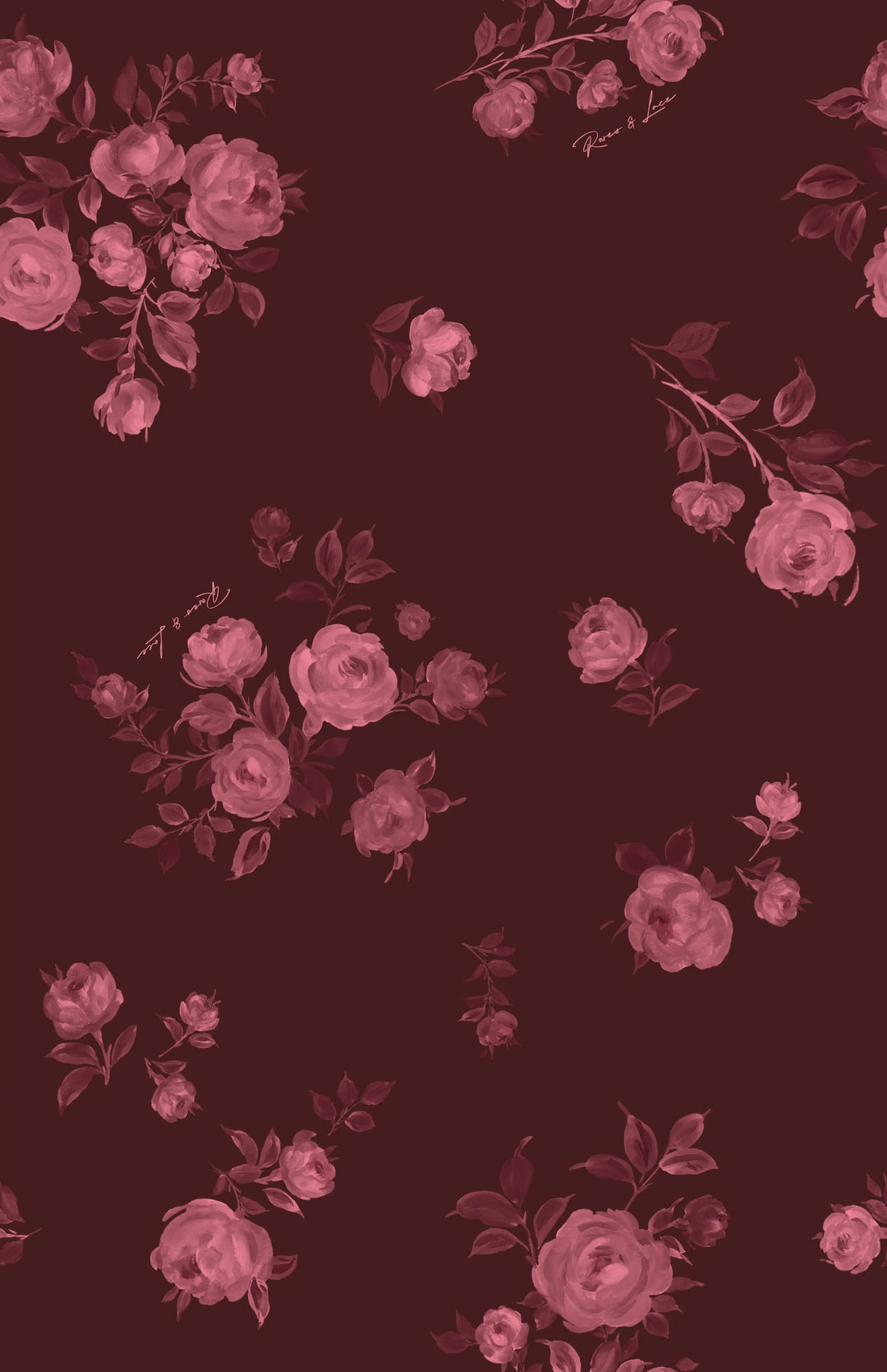 Fifi, children’s dress made of burgundy crepe de chine with a floral print