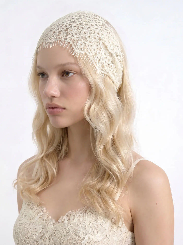 Taya, ivory lace headband