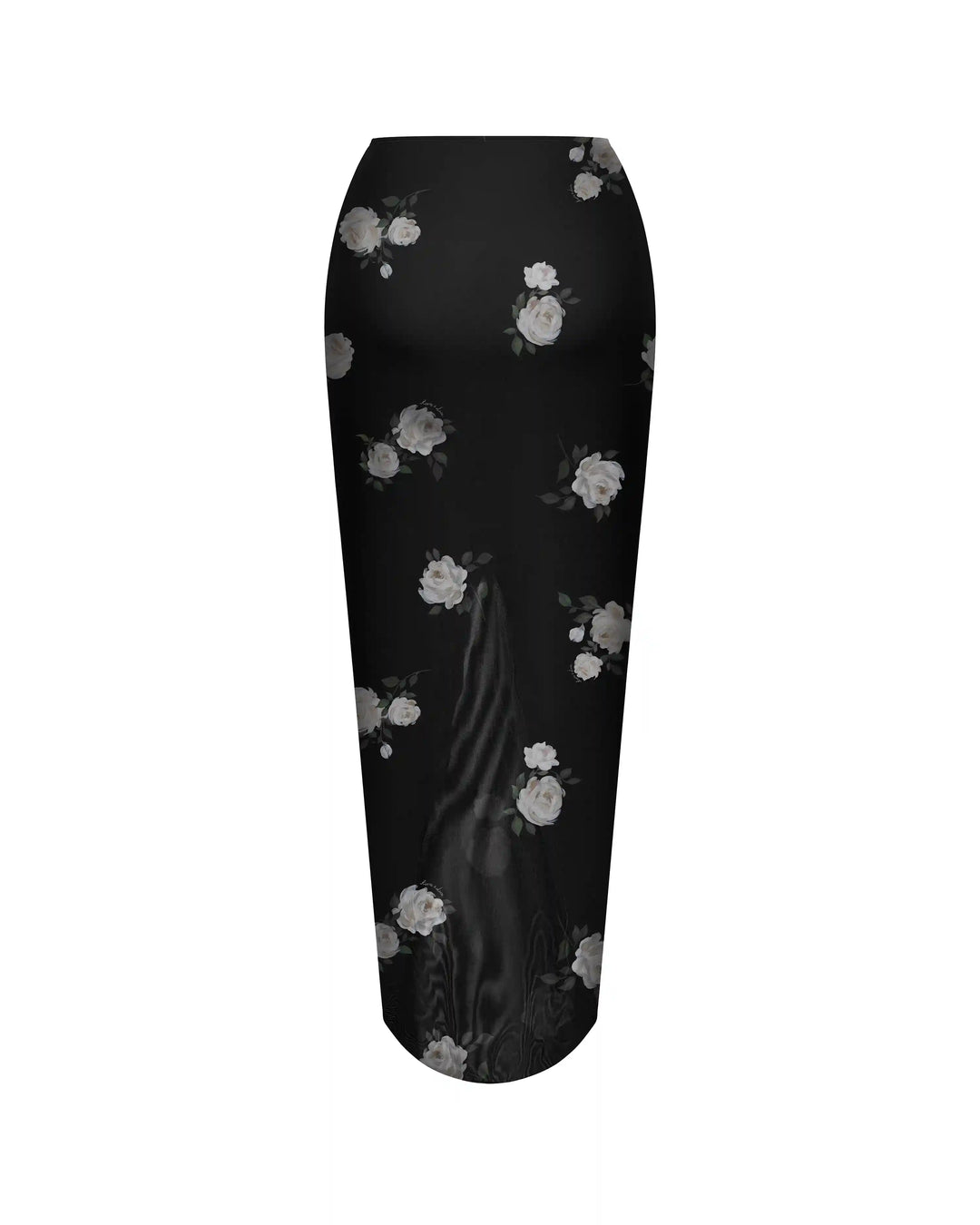 Amalia, midi skirt made of black mesh with floral print