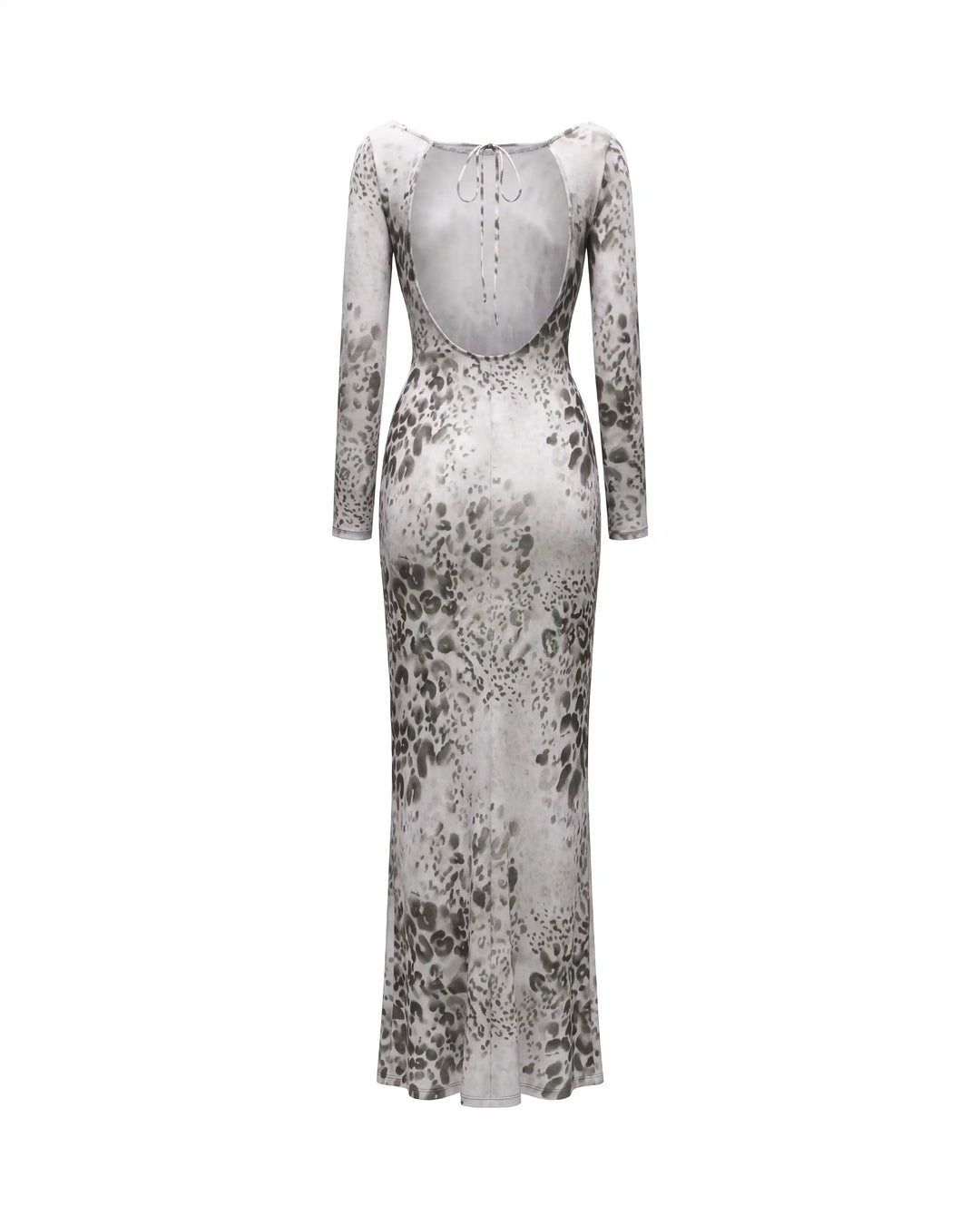 Monet maxi, ivory mesh maxi dress with animal print