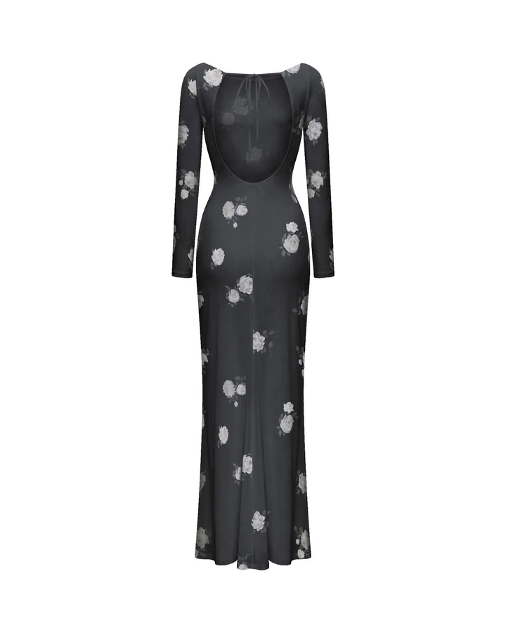 Monet maxi, milky mesh maxi dress with a floral print