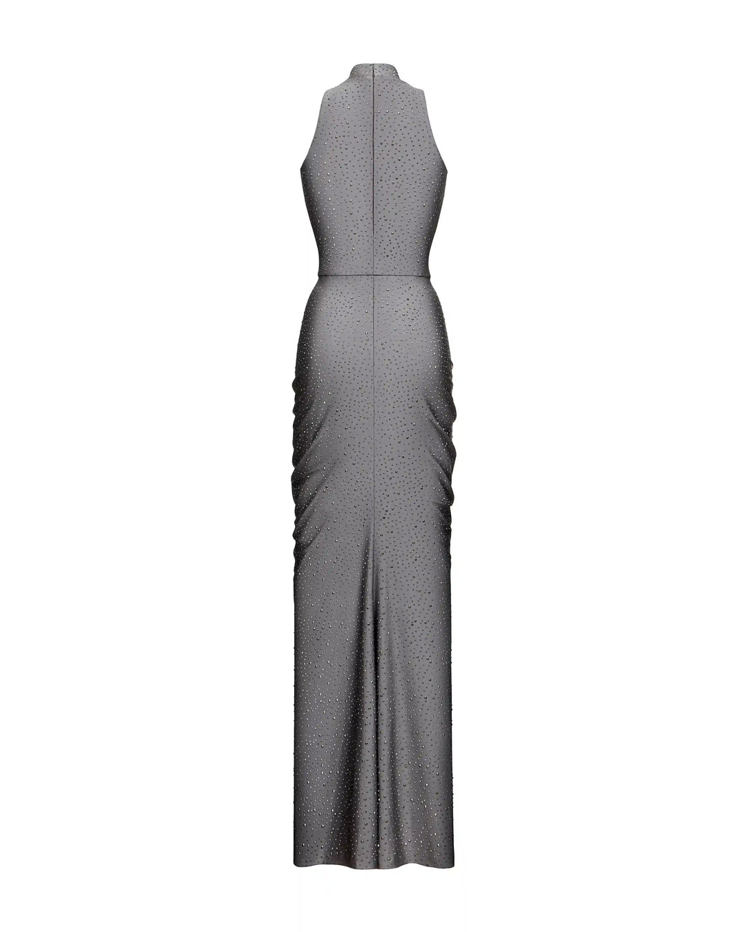 Ivy maxi, maxi dress made of gray biflex with rhinestones