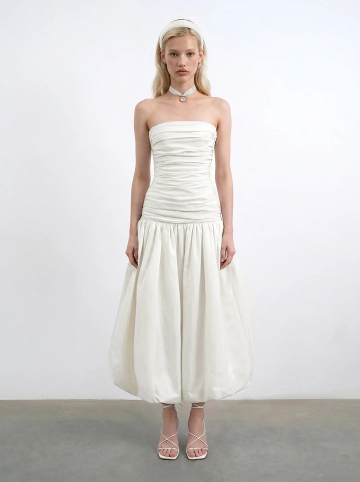 Taylor midi, ivory taffeta midi dress