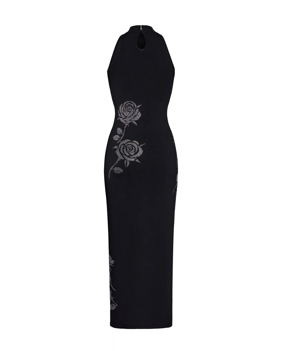 Viva midi, midi dress made of black viscose with rhinestones