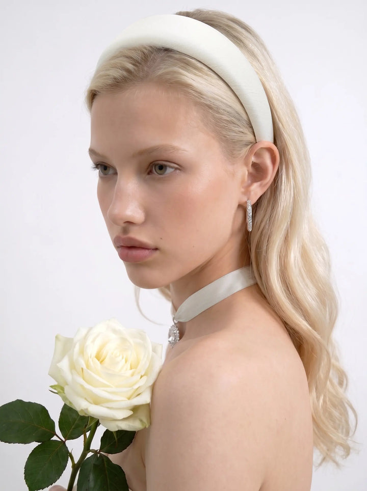 Noelia, ivory taffeta headband