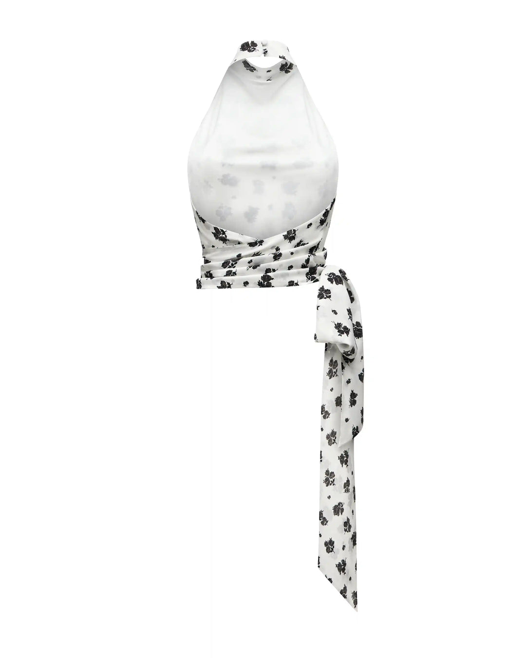 Eliana, top made of ivory crepe de chine with floral print