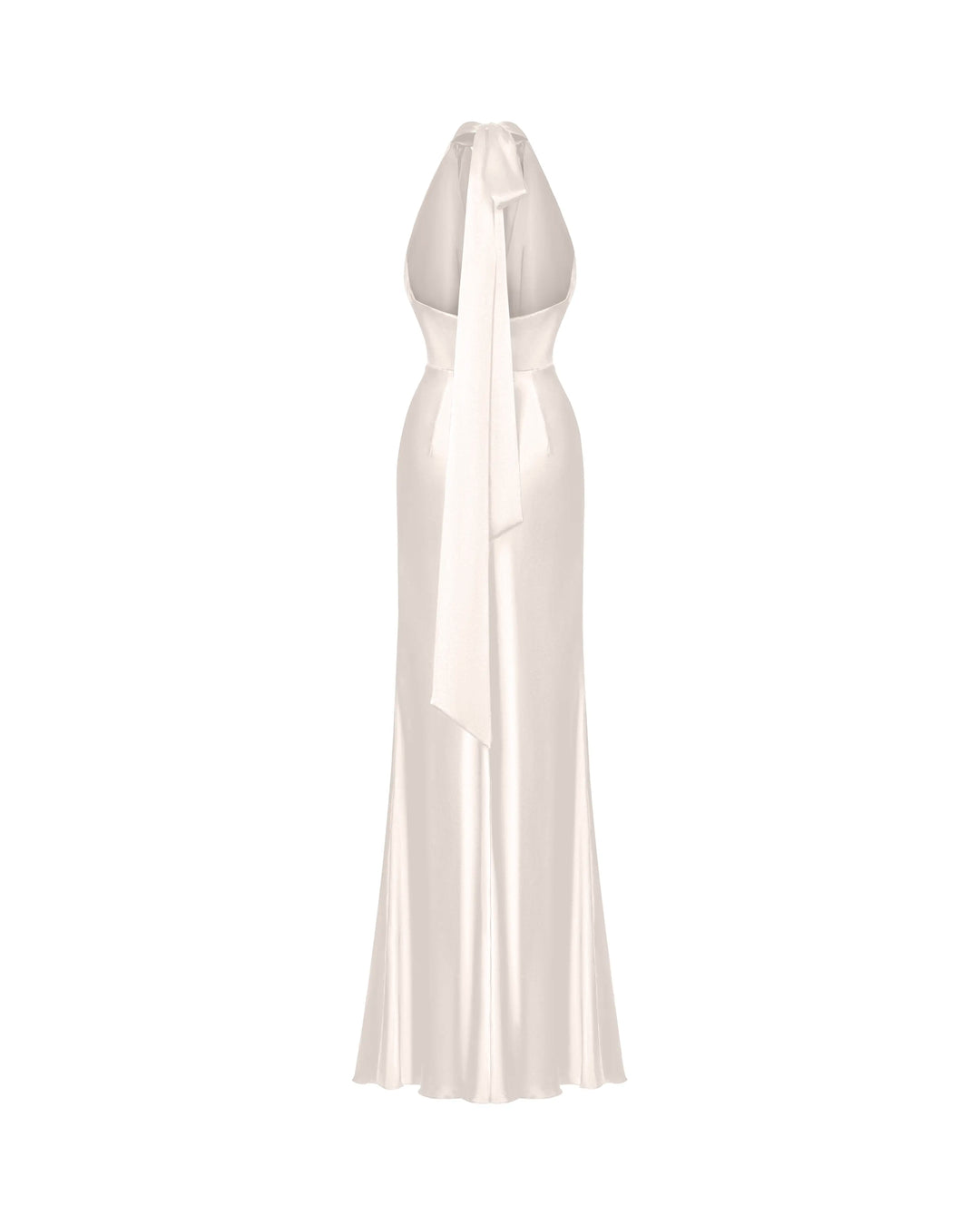 Alia maxi, silk satin maxi dress in ivory