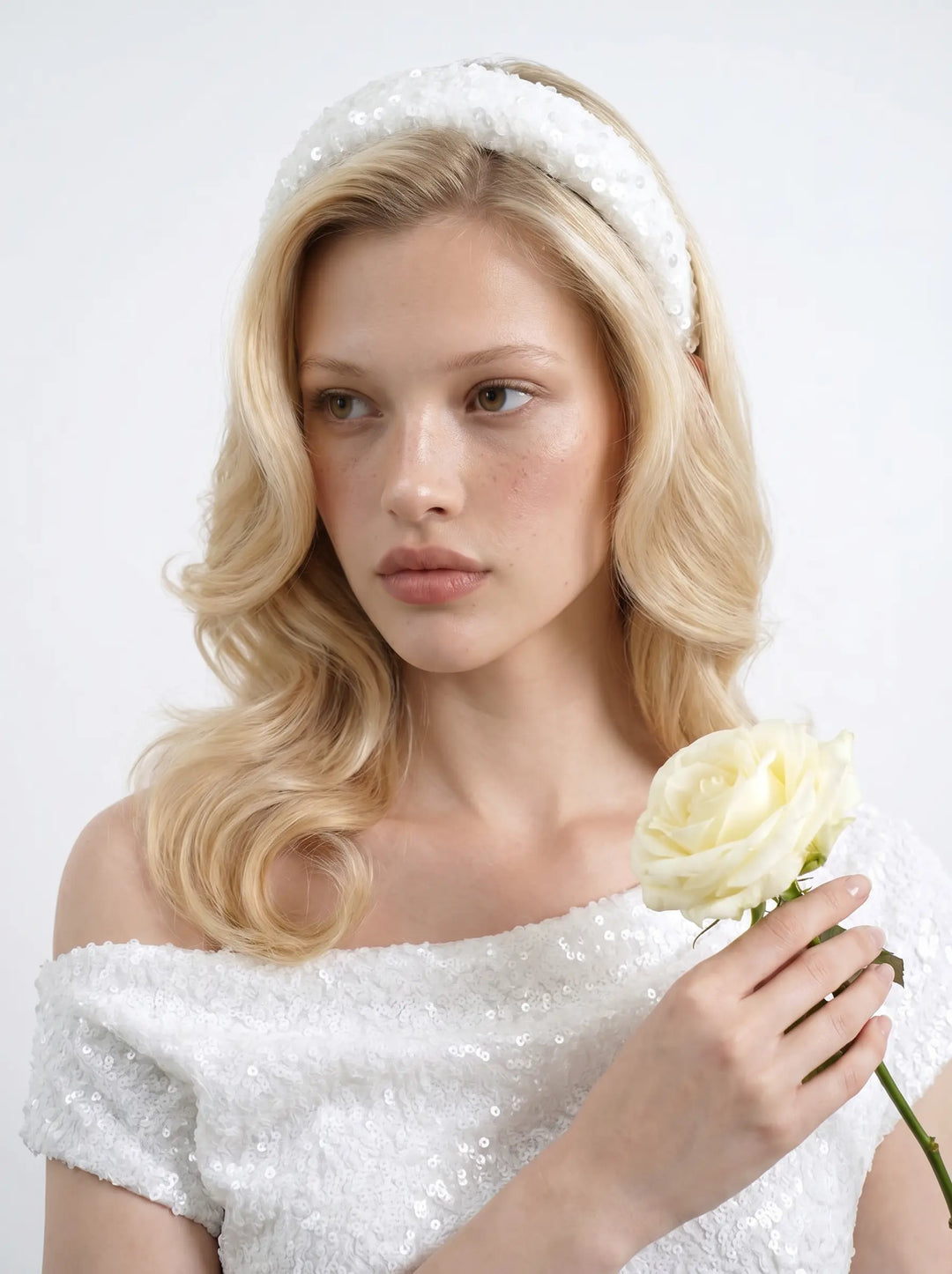 Noelia, ivory sequin headband