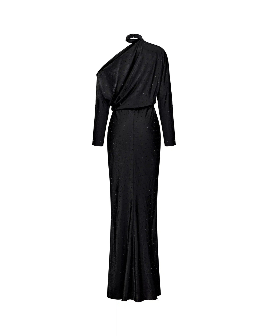Anika maxi, maxi dress made of black rayon with rhinestones