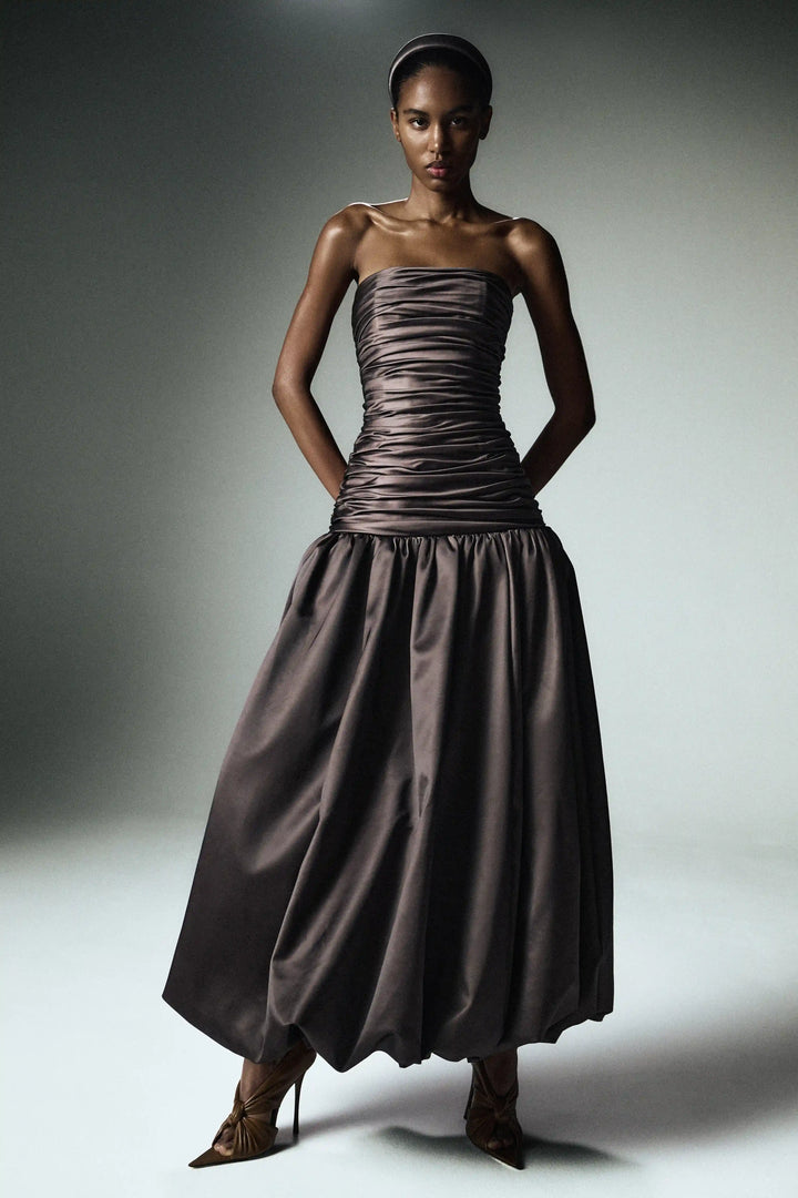 Taylor midi, midi dress made of chocolate satin