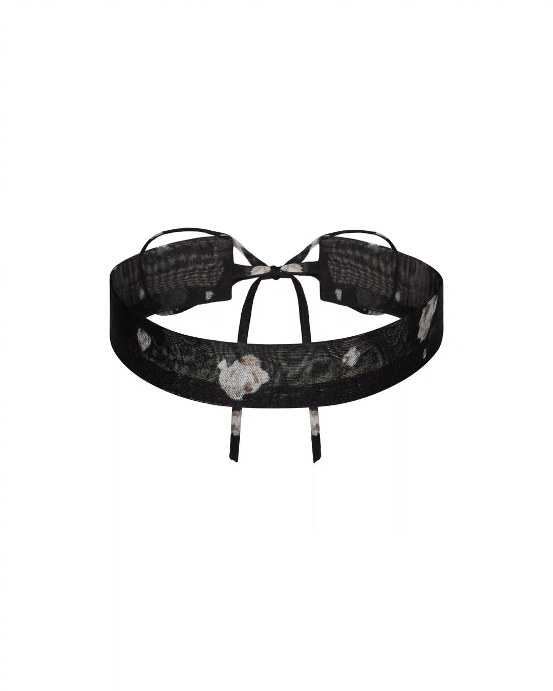 Floriena, choker with a rose made of black chiffon with small floral print