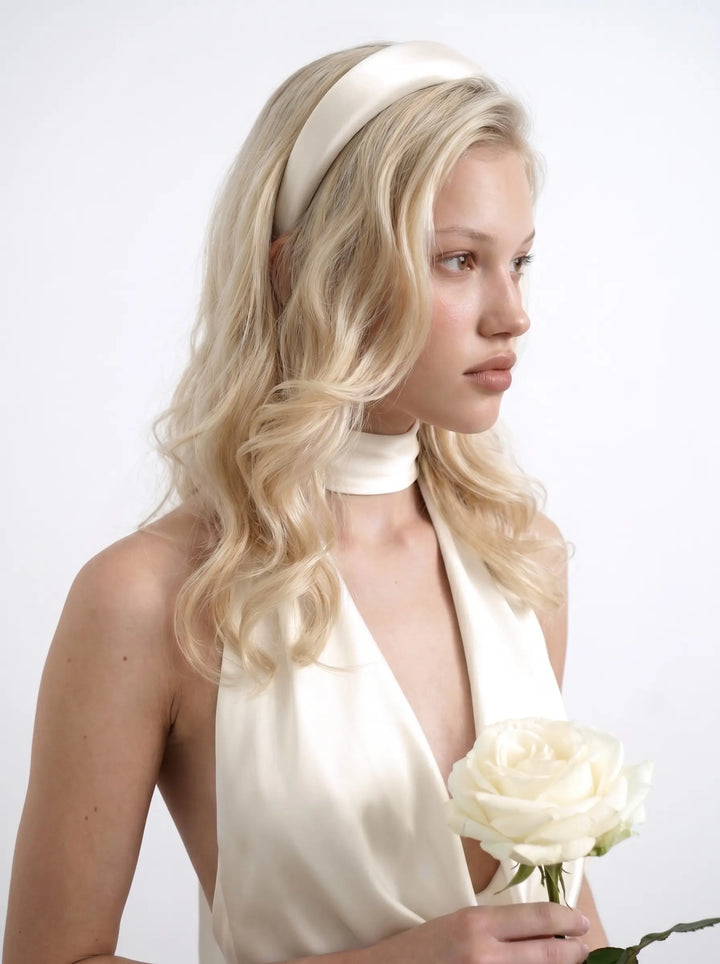 Noelia, ivory satin headband