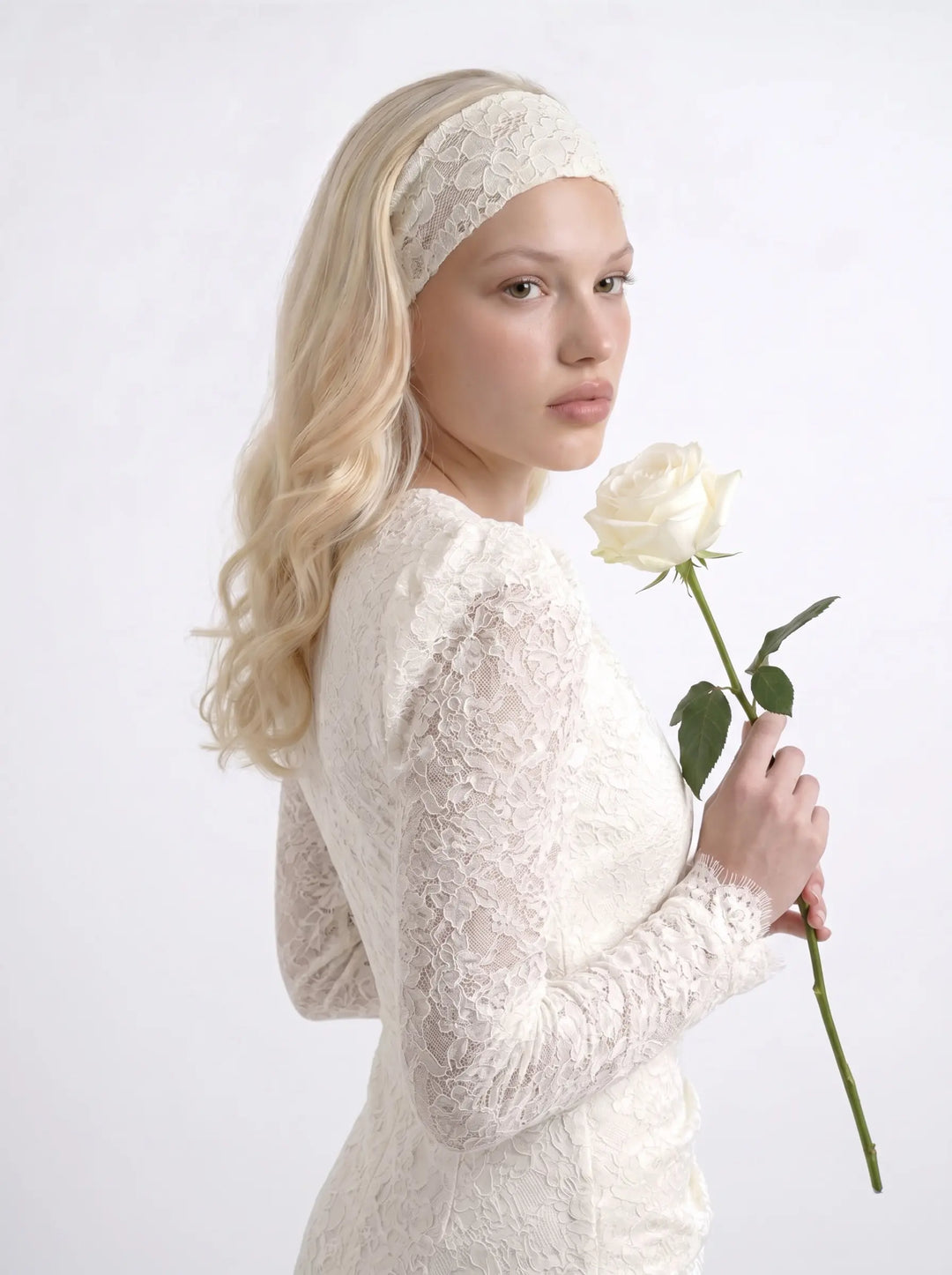 Taya, ivory lace headband