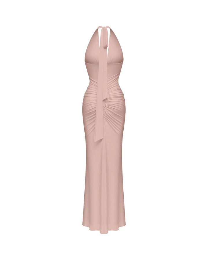 Luna maxi, maxi dress in powder pink biflex