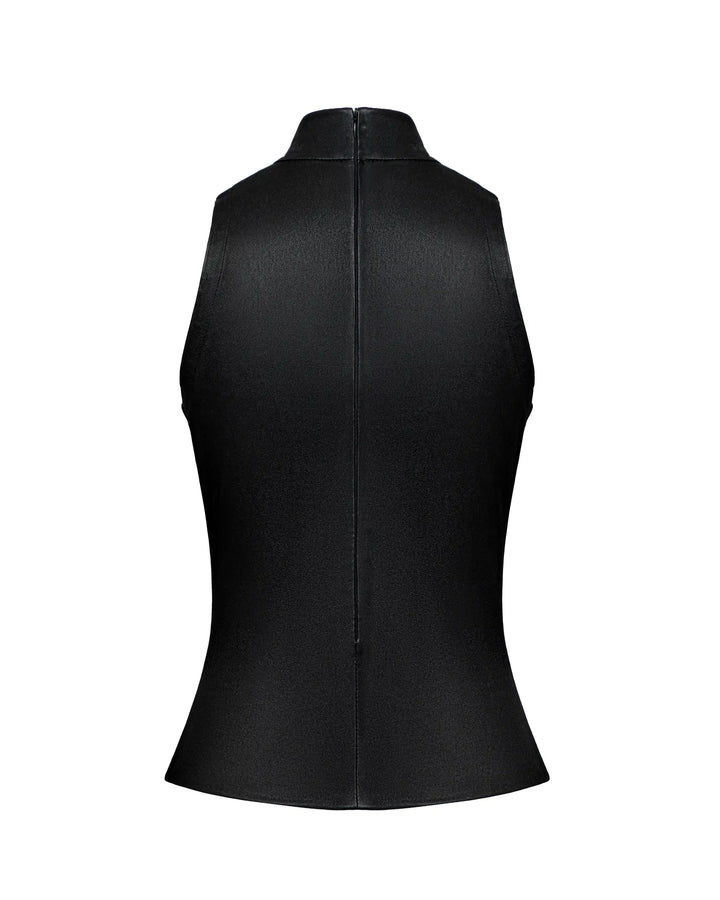 Terry, top made of black genuine leather