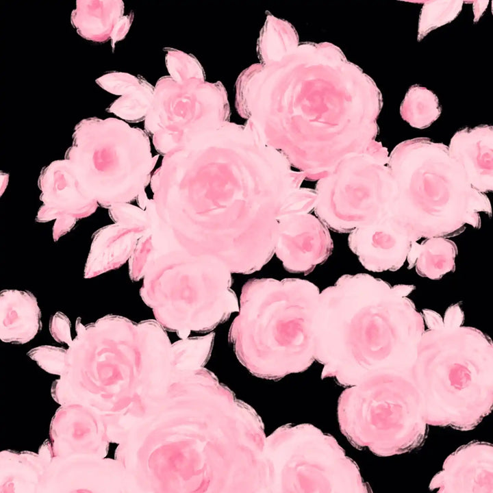 Floriena, choker with a black chiffon rose with pink flowers