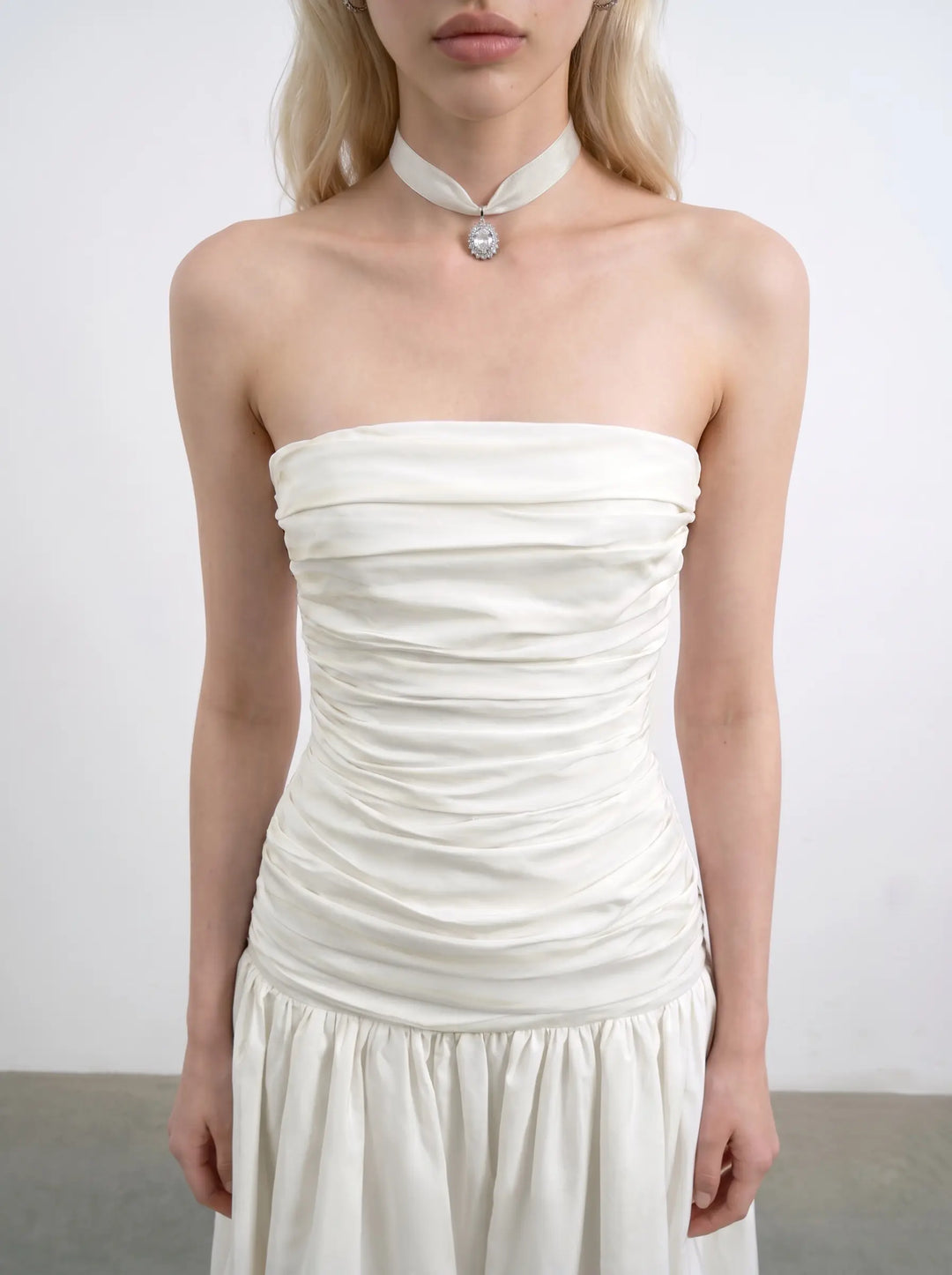Taylor midi, ivory taffeta midi dress