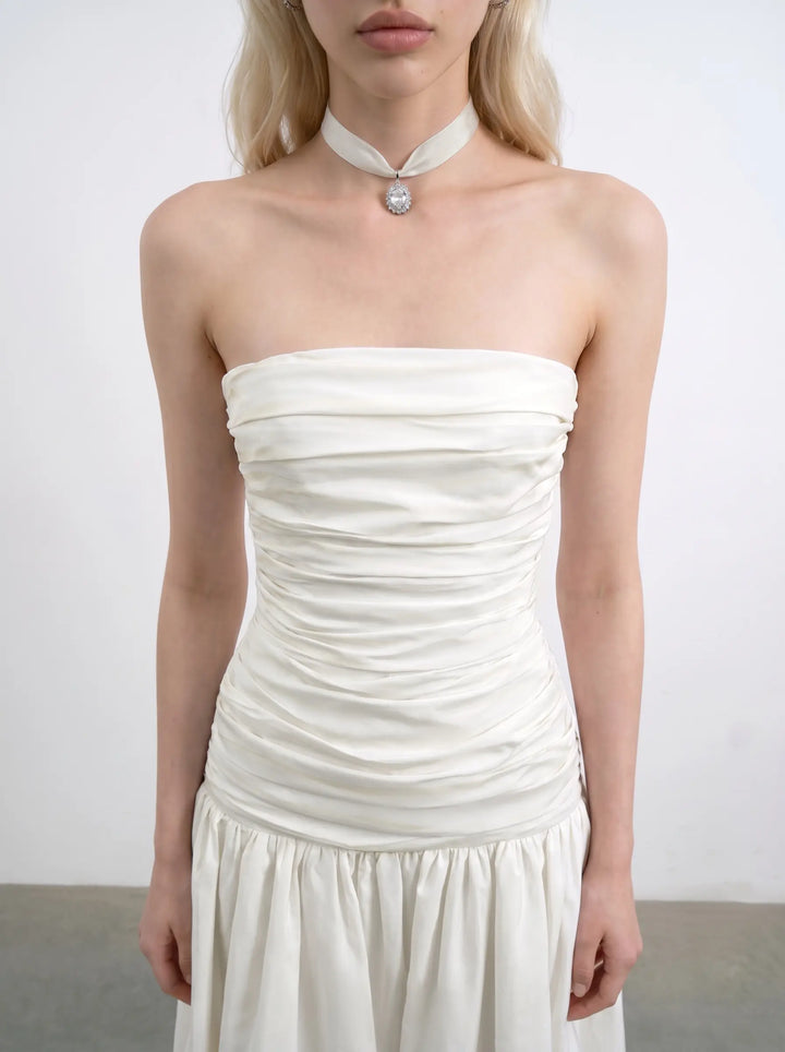 Taylor midi, ivory taffeta midi dress