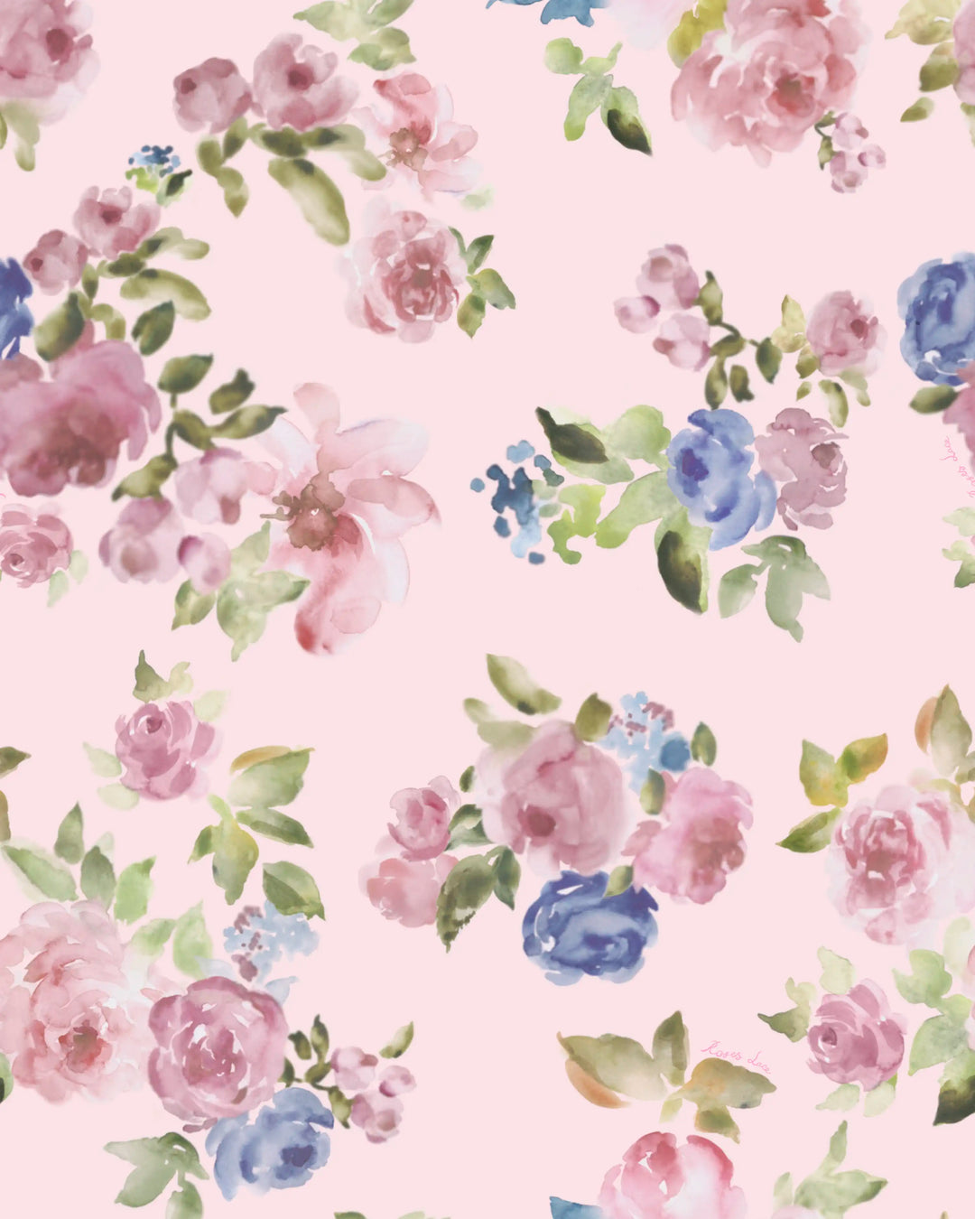 Arin, choker with a pendant in light pink chiffon with a floral print