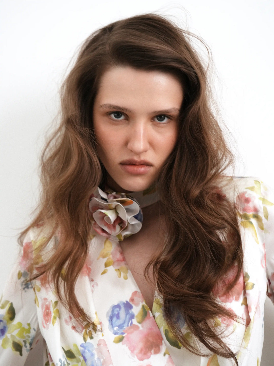 Jasmine maxi, milky satin maxi dress with a floral print