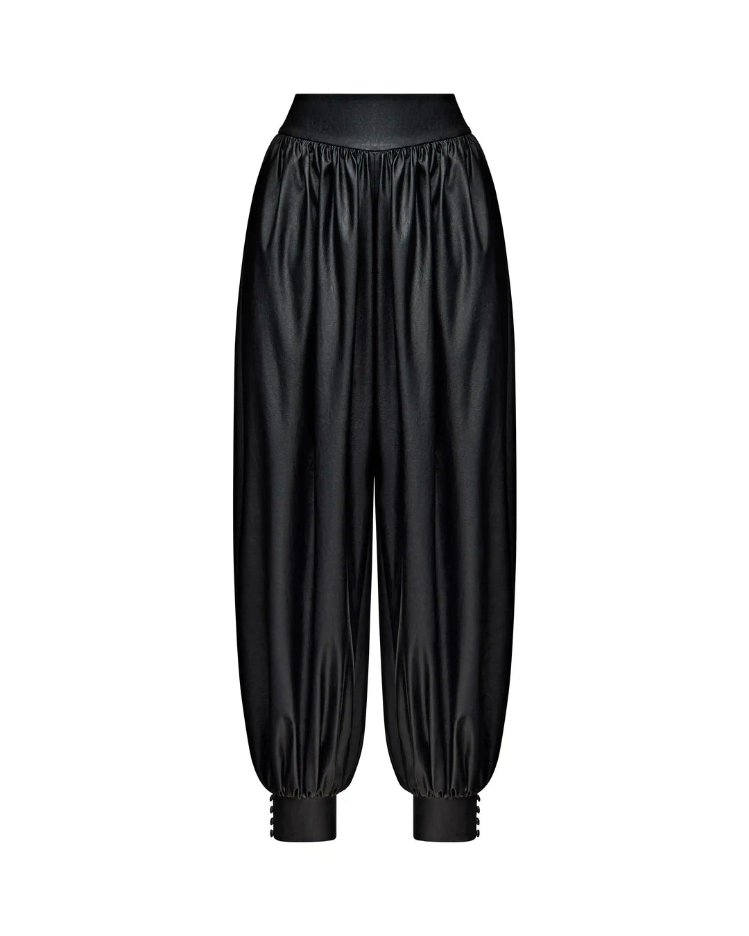 Chanelle-Evie, jacket and trousers made of black eco-leather