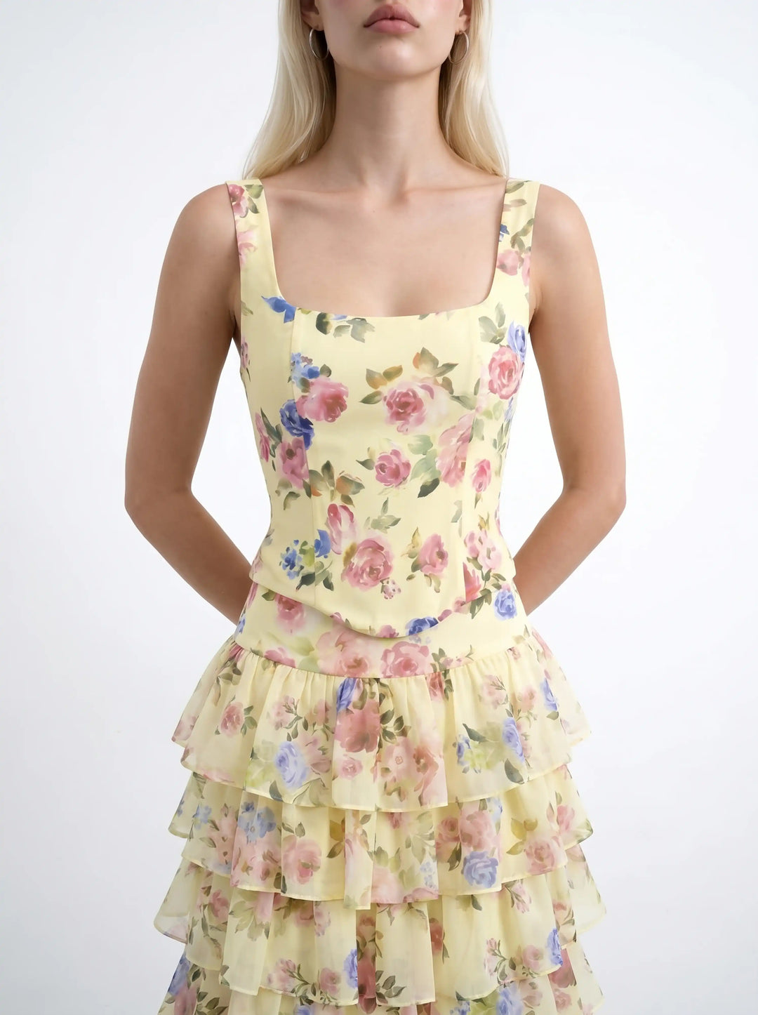 Carmelita midi, milky chiffon midi skirt with a floral print