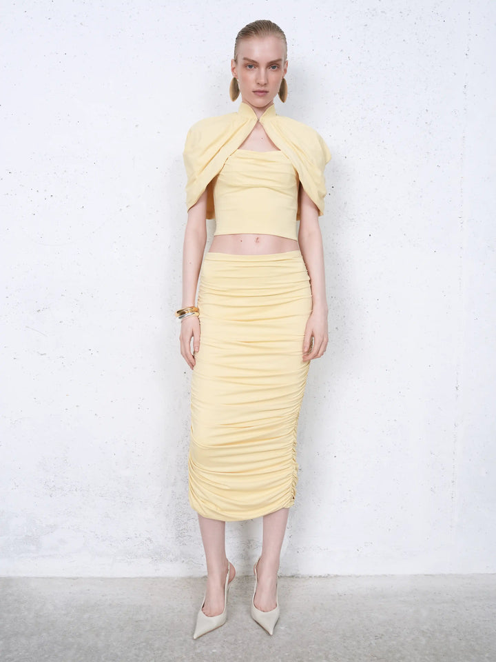 Hazel, cover-up in yellow biflex