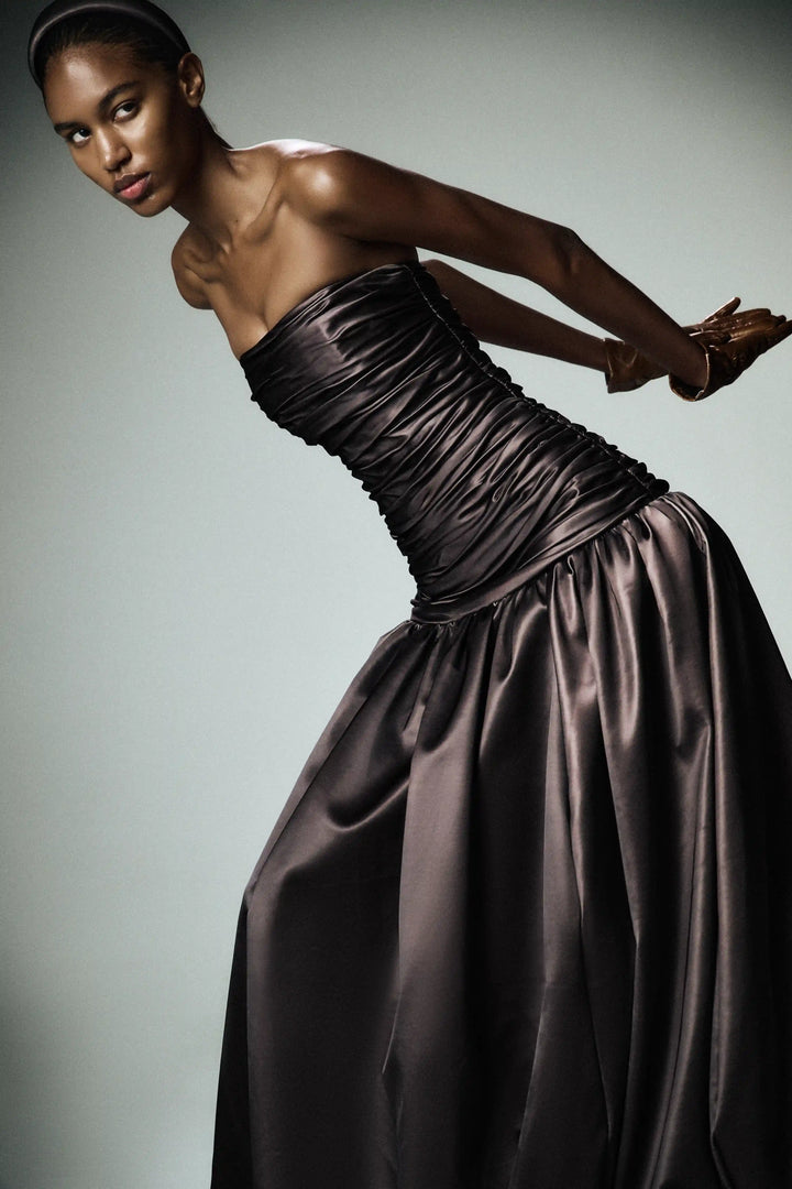 Taylor midi, midi dress made of chocolate satin