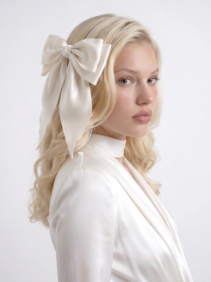 Miranda, ivory satin bow