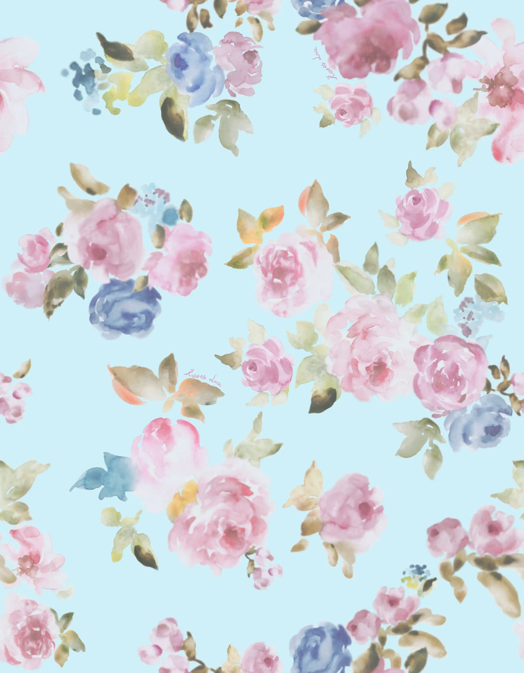 Arin, blue chiffon choker with a floral print and pendant detail