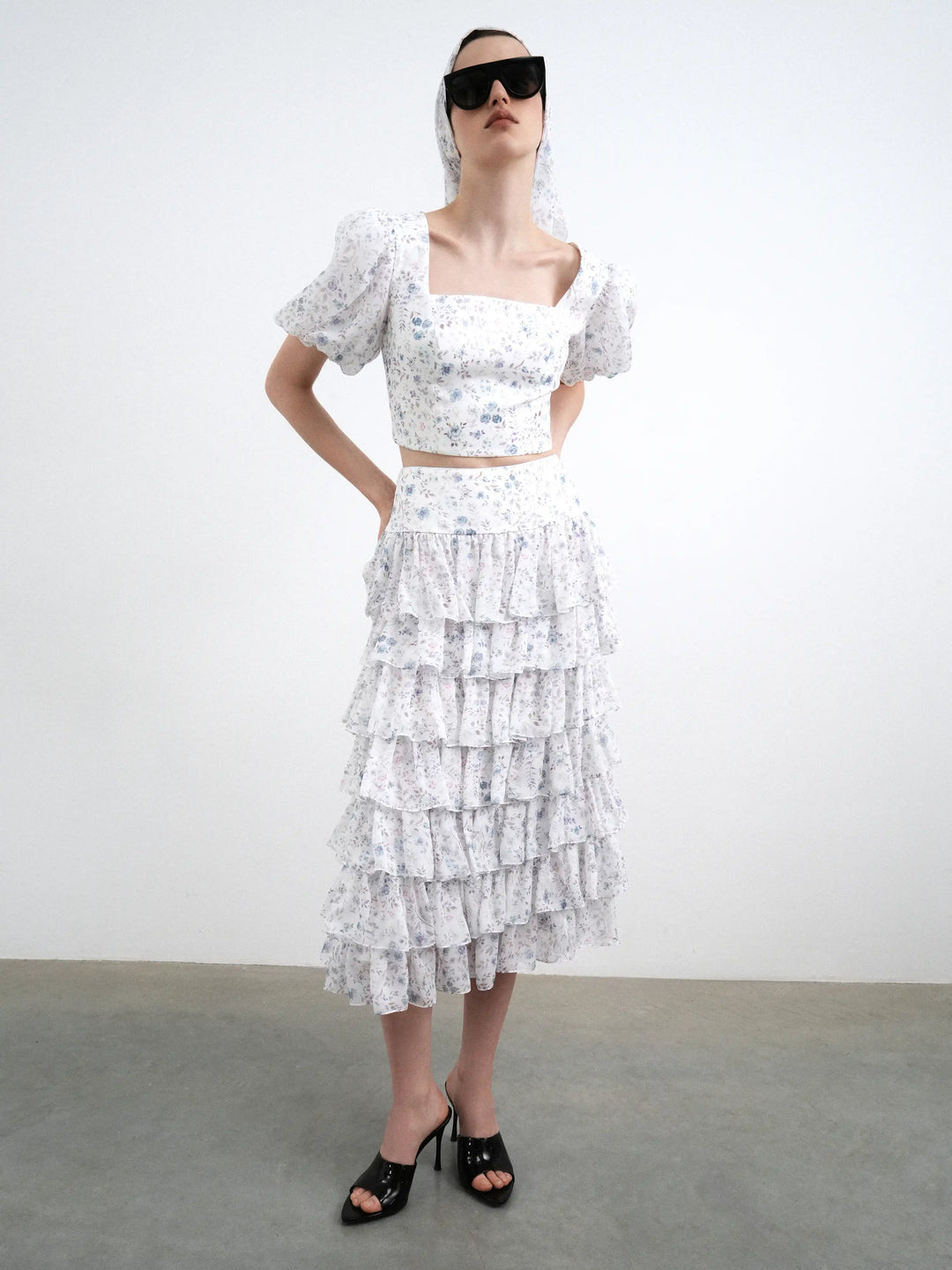 Sofia, milky chiffon top with a floral print