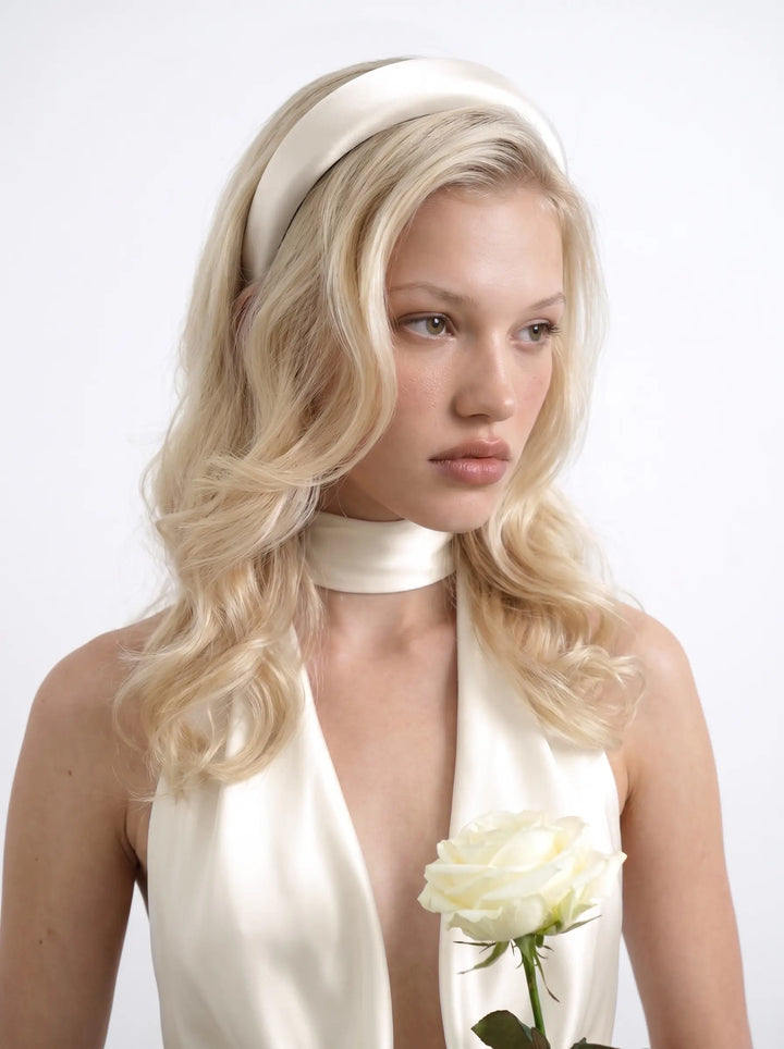 Noelia, ivory satin headband