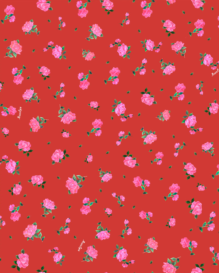 Valerie mini, red chiffon mini dress with floral print