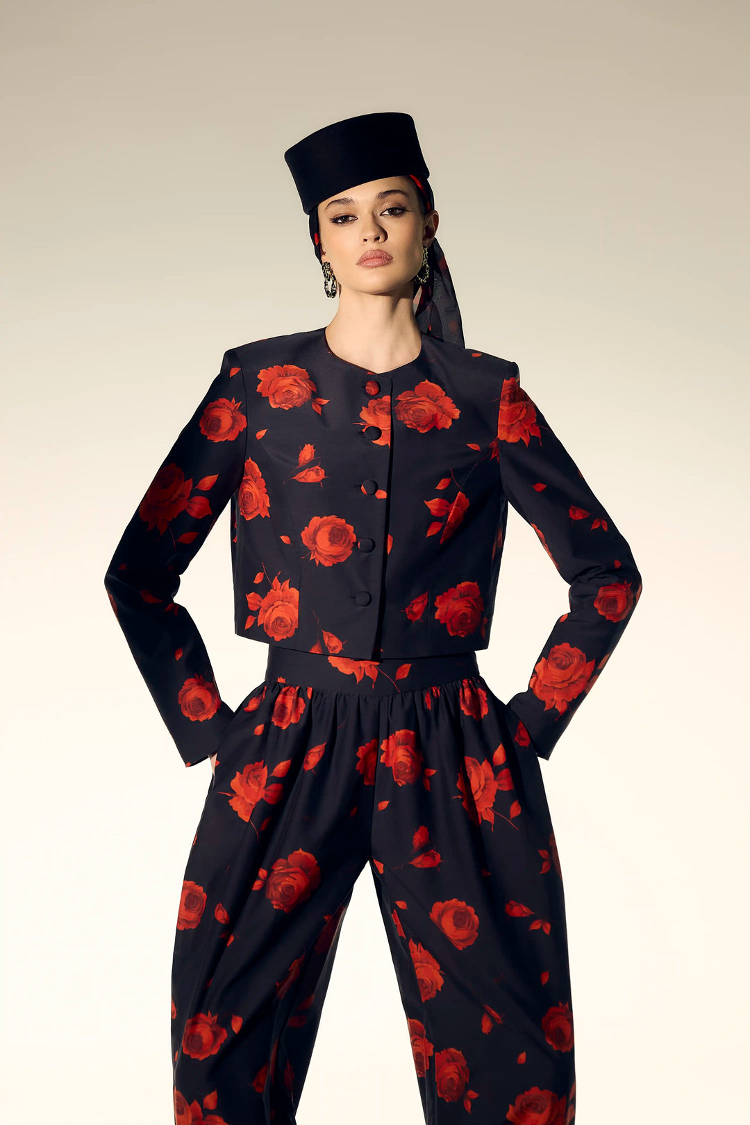 Evie, milky batiste trousers with a floral print