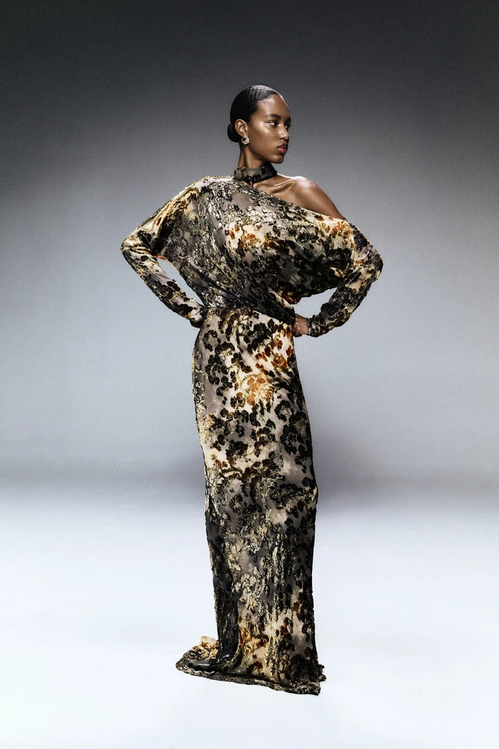 Anika maxi, maxi dress made of devore velvet