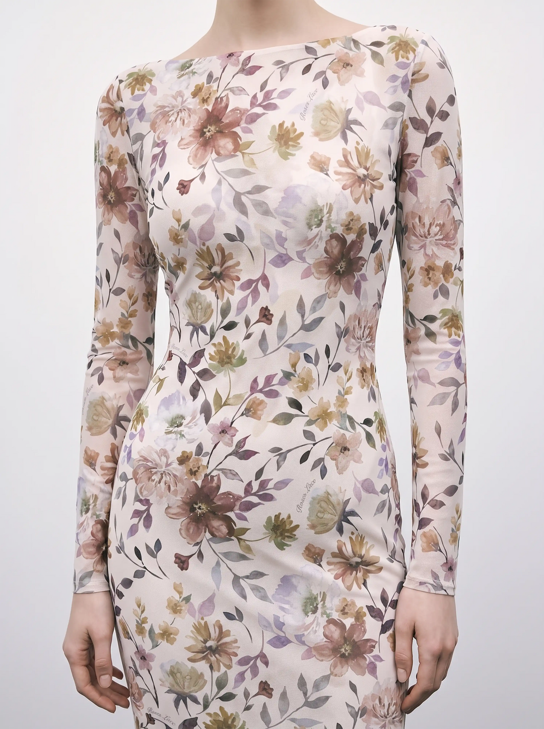 Netty midi, milky mesh midi dress with multicolor floral print