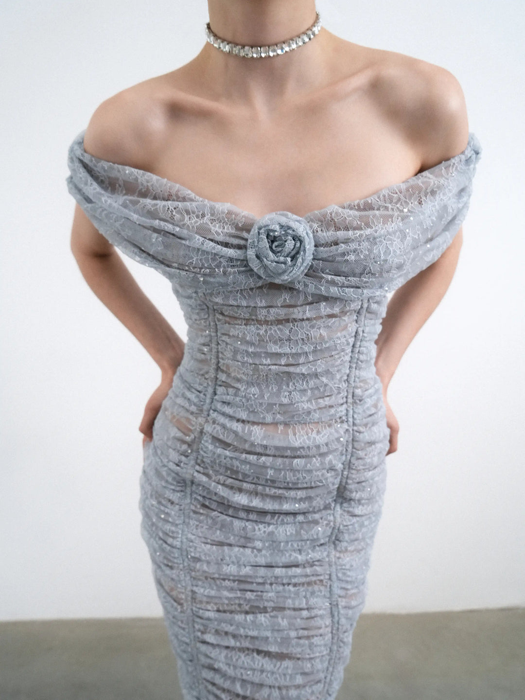 Fibi midi, blue lace midi dress