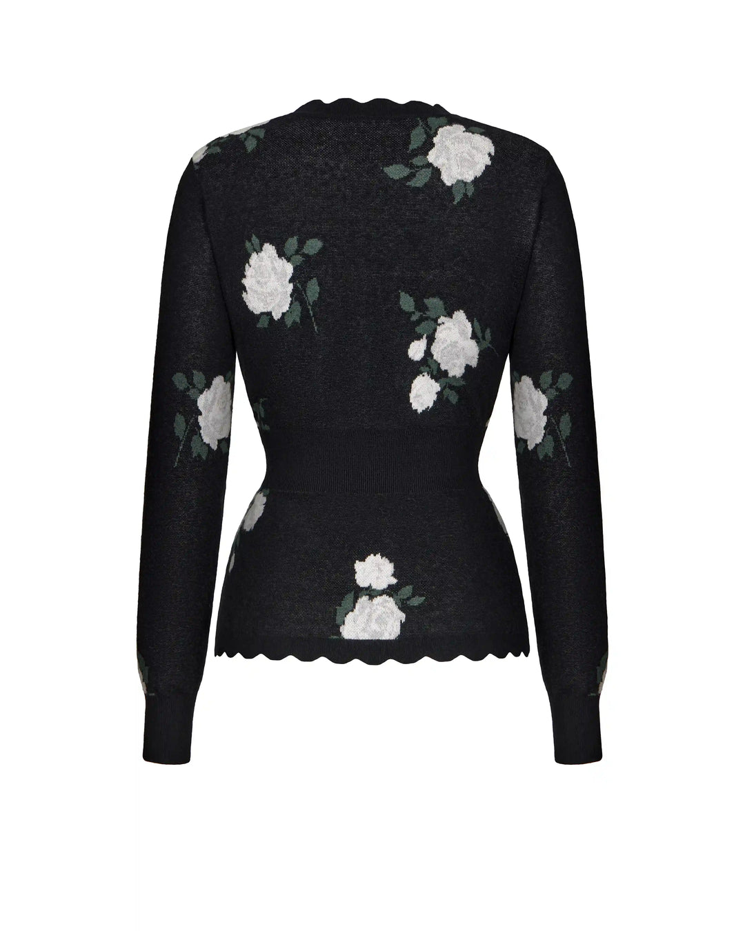 Lana-Joyce, knitted set with shorts made of black cotton with floral print