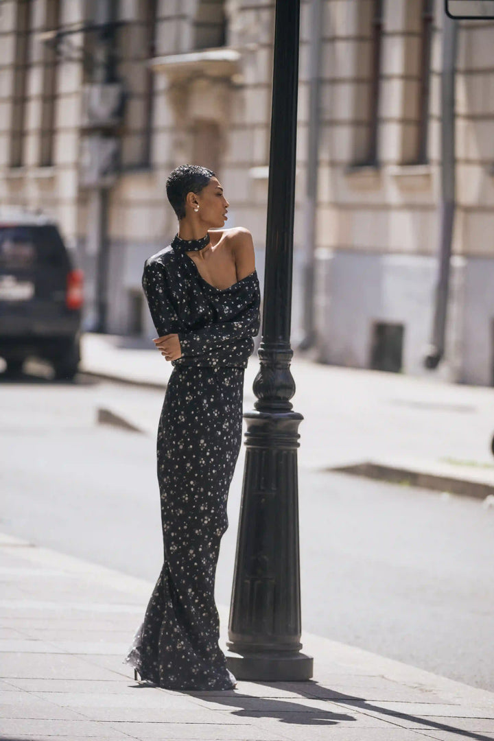 Anika maxi, maxi dress made of devore velvet