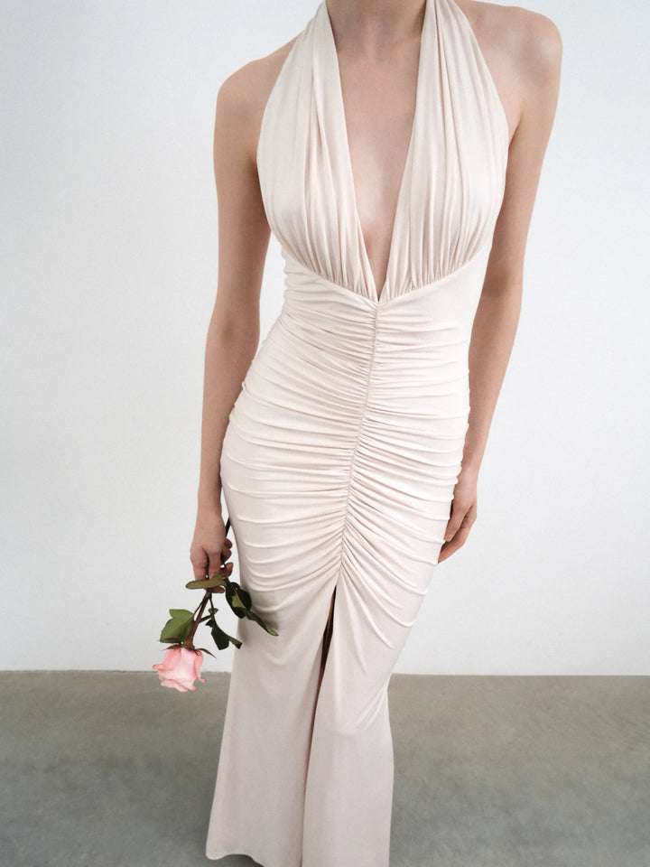 Luna maxi, maxi dress in black mesh with a floral print