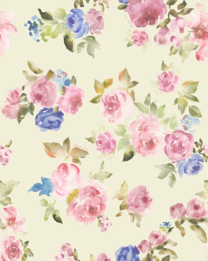 Josephine mini, mini dress in pale yellow crepe de chine with a floral print