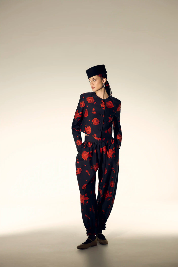 Evie, milky batiste trousers with a floral print