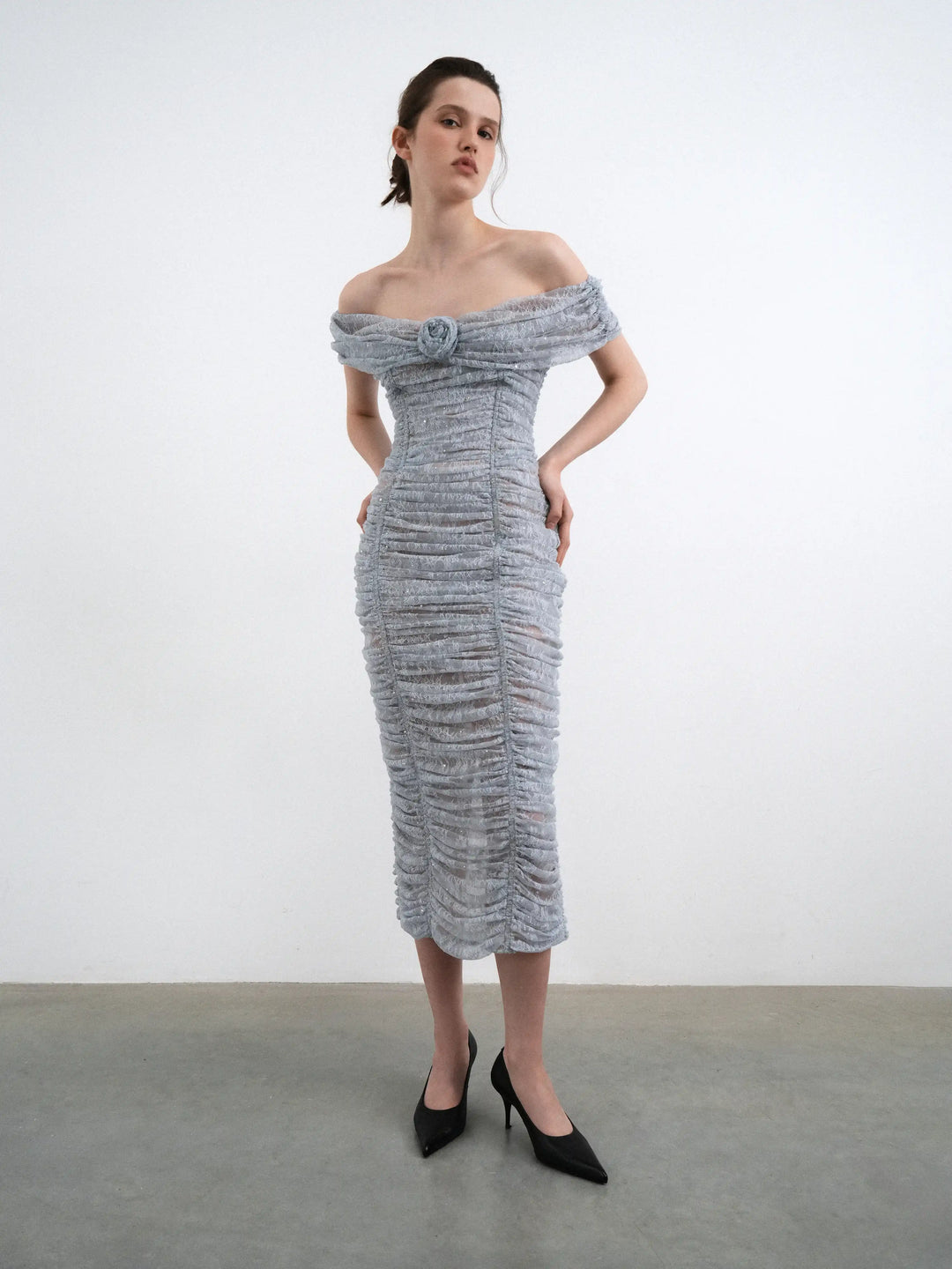 Fibi midi, blue lace midi dress