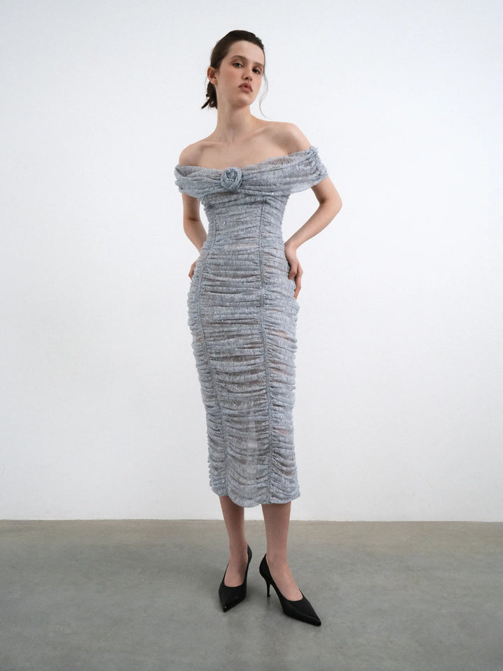 Fibi midi, blue lace midi dress