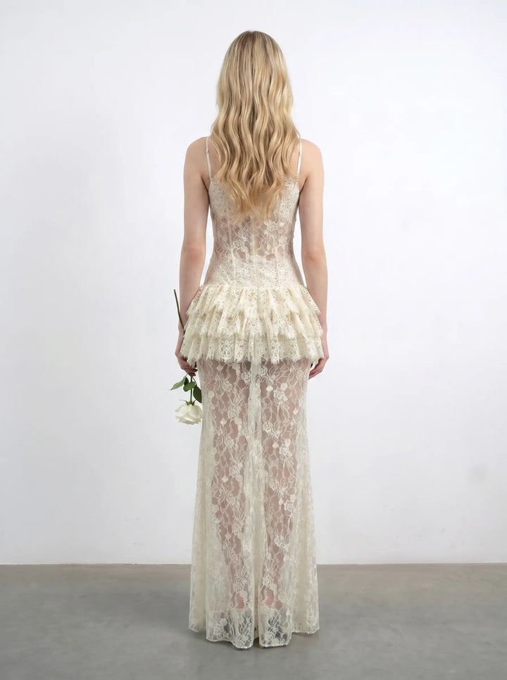 Andrea maxi, ivory lace maxi dress