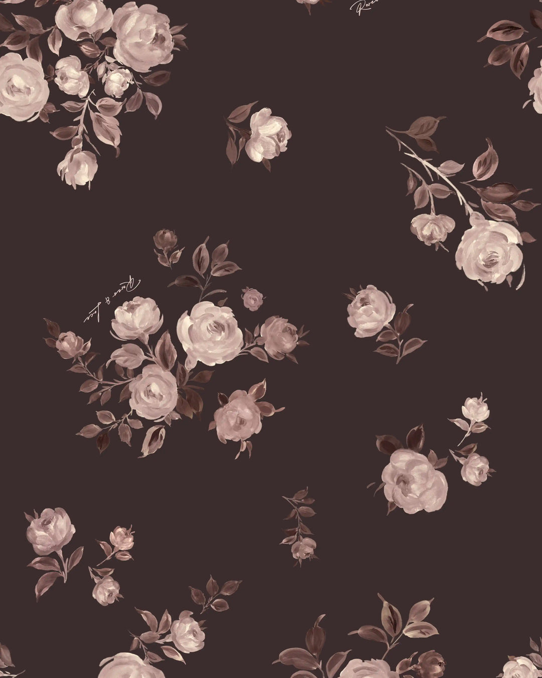 Luna maxi, maxi dress in chocolate mesh with a floral print