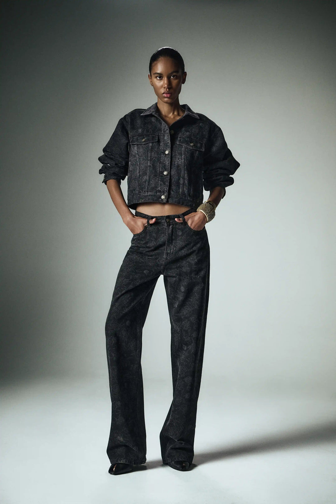 Zia-Alice, jeans set made of cotton with floral print